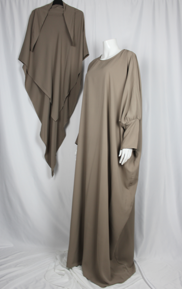 ensemble abaya khimar café