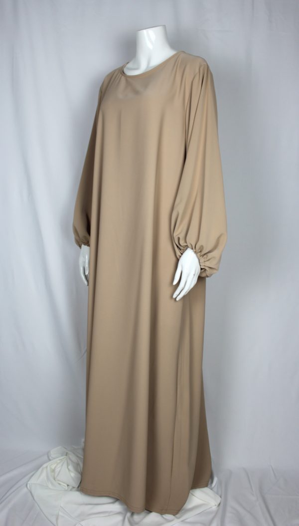 robe manche bouffante beige